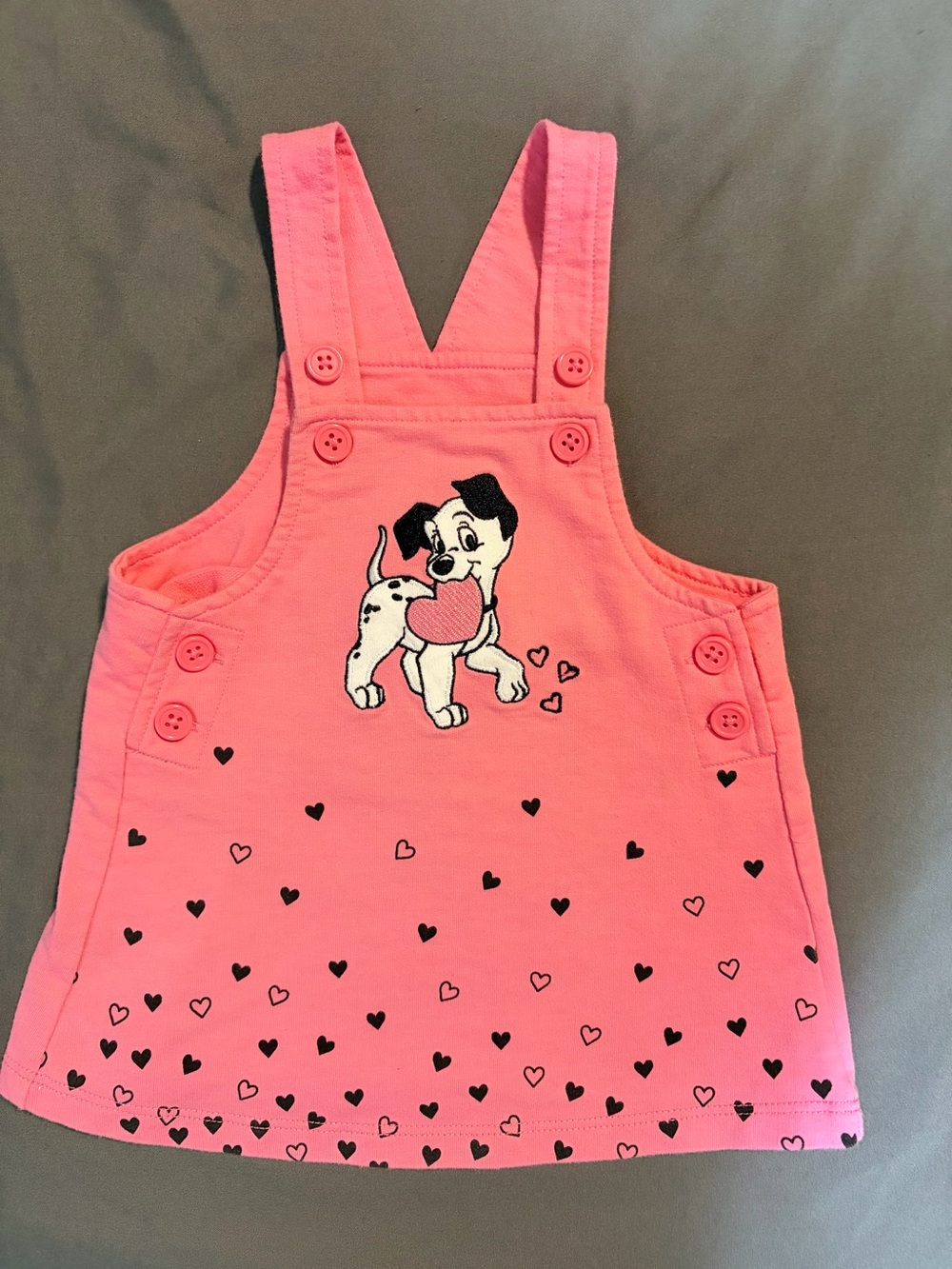 Disney 101 Dalmatians Girls Size 9M Jumper Dress with Button Straps/Embroidery